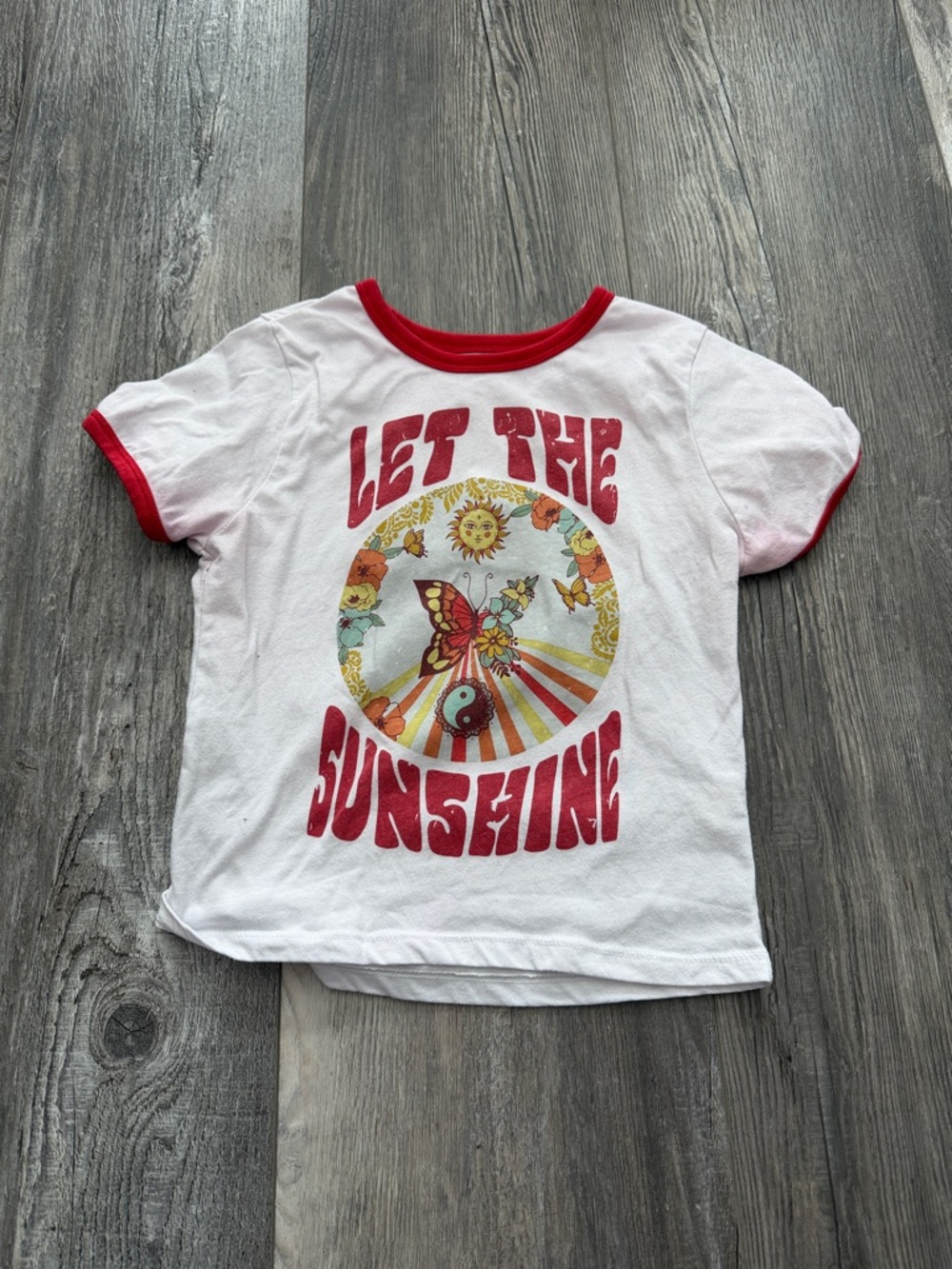 Bluenotes Let The Sunshine White & Red Ringer Tee for Kids